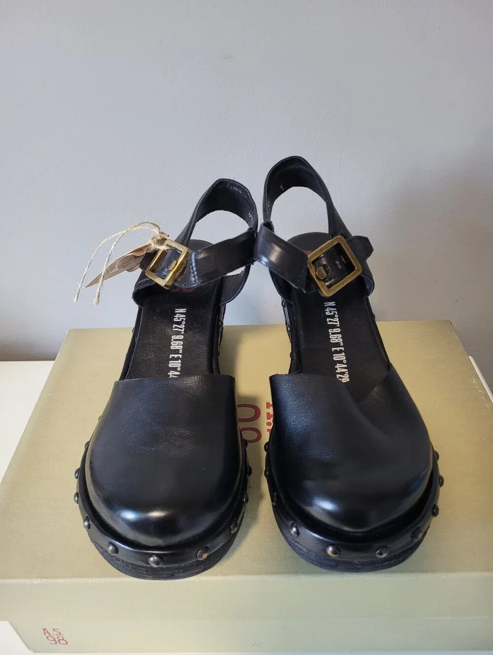AS 98 Pietro Leather Studded Wedge, BNWT, Size 38